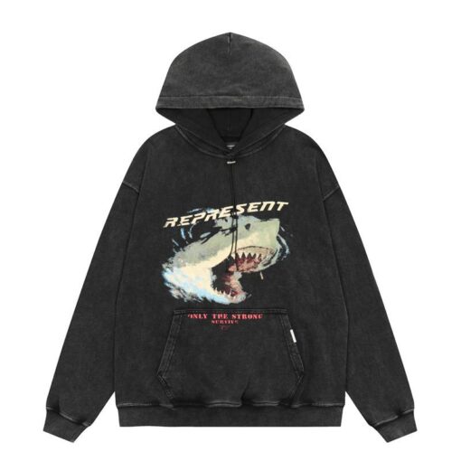 Represent Hoodie Washed Black Shark