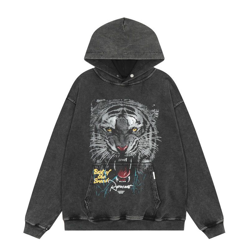 Represent Hoodie Washed Black Tiger